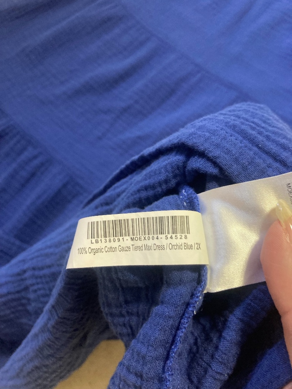 Quince 100% Organic Cotton Gauze Tiered Maxi Dress Orchid Blue Size 2X - Picture 8 of 8